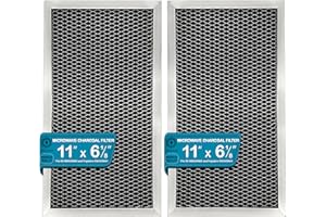 OMAEON Fits GE Microwave Charcoal Filter Replacement JX81A – WB2X9883, WB06X0186 Microwave Recirculating Charcoal Filter 11" x 6.12" – Activated Carbon Hood Vent (2-Pack) – Fresh Air & Odor Removal