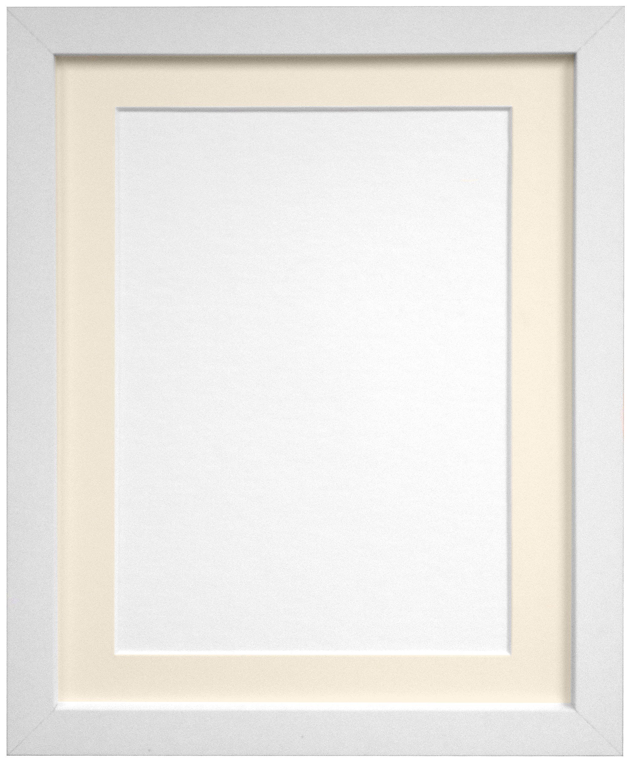 FRAMES BY POST 25mm White Picture Photo Frame with Ivory Mount 20" x 16" For Pic Size 40 x 30cm (Plastic Glass)