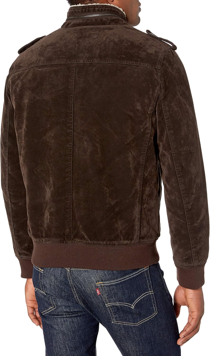levi's men's vintage deer faux leather sherpa lined aviator bomber