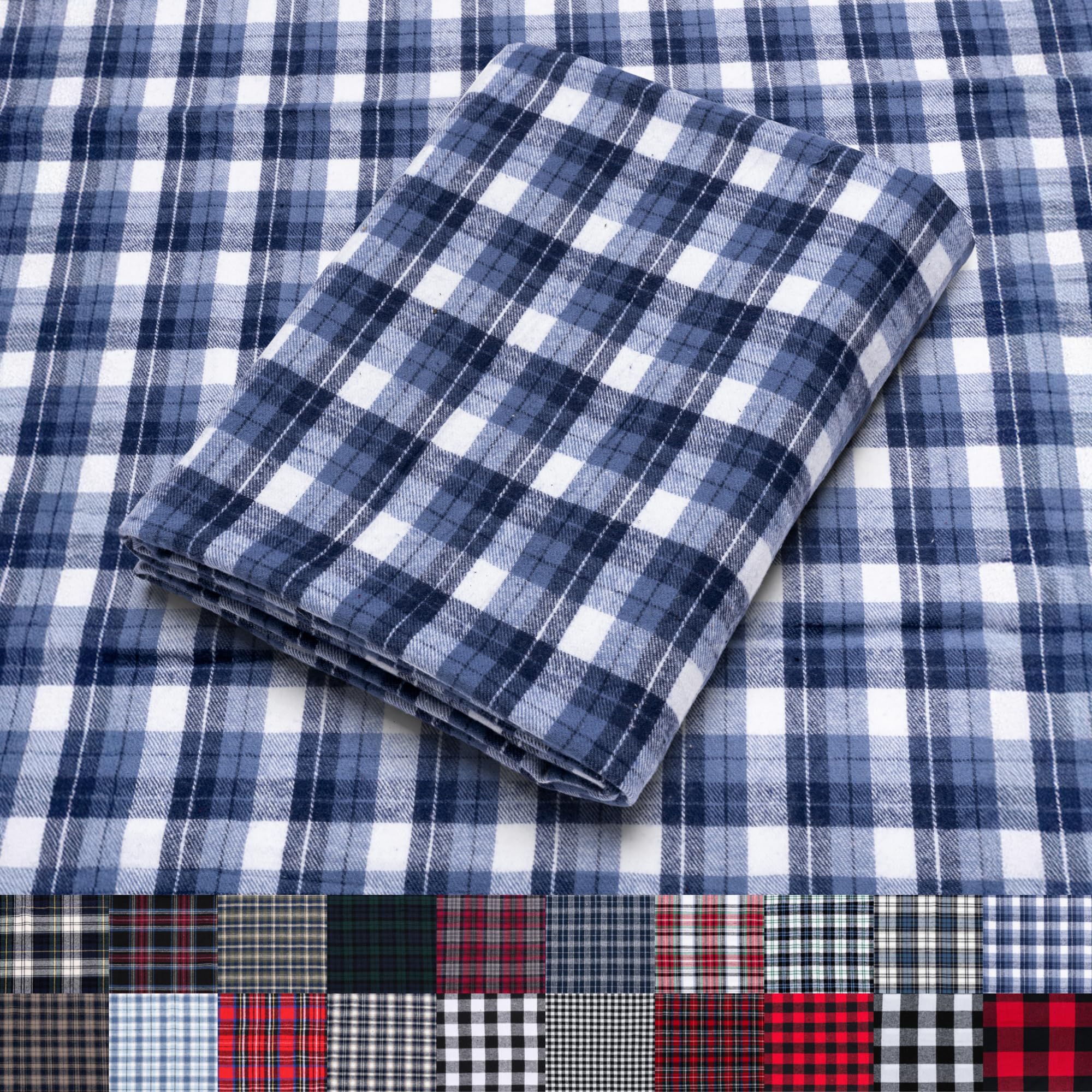 Pico Textiles 1 Yard Blue Tartan Plaid Flannel