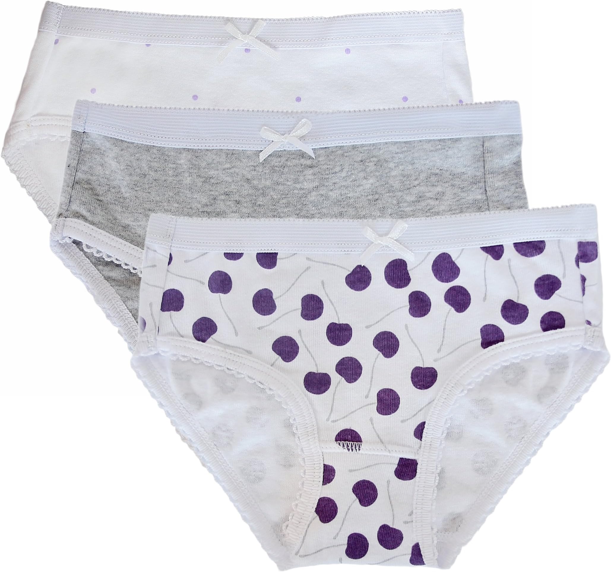 Feathers Girls Cherry Print Tagless Briefs Underwear Super Soft Panties 3-Pack