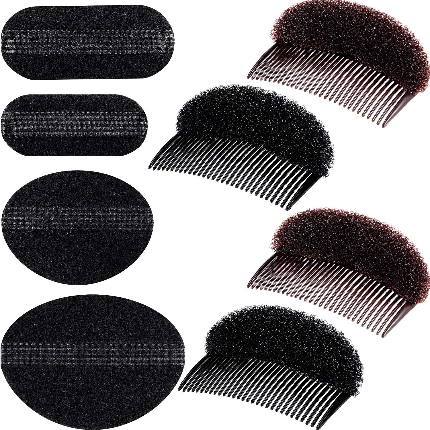 Bump It Up Volume Hair Base Set Sponge Styling Insert Braid Tool Hair Bump Up Comb Clip Bun Hair Pad Accessories for Women Girls DIY Hairstyle (8 Pieces): Beauty