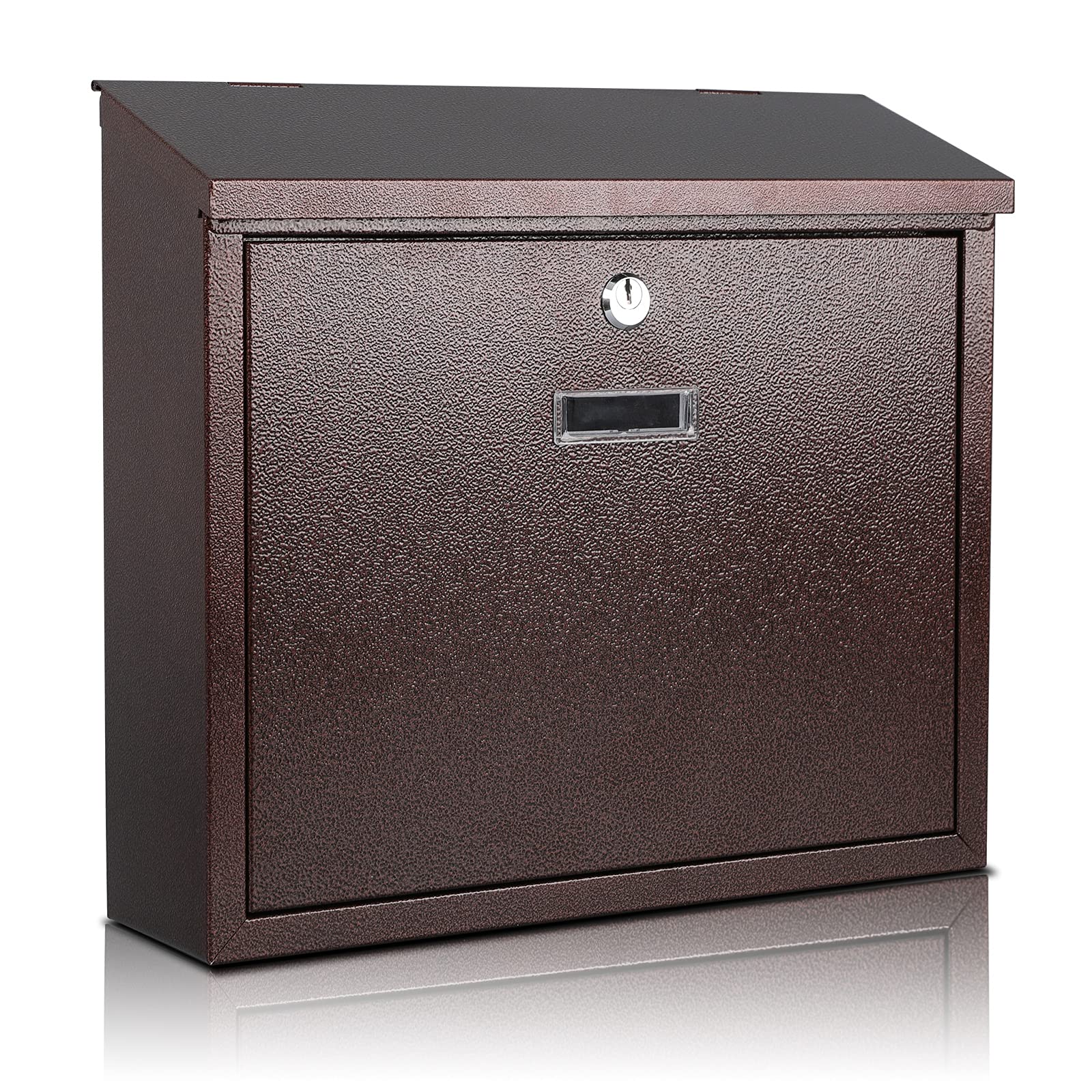 xydled Mail Boxes with Key Lock,Locking Mailbox Wall Mounted, Large Capacity, Galvanized Steel Cover Metal Postbox for House, 14 X 12.5 X 4.25 Inch,Bronze