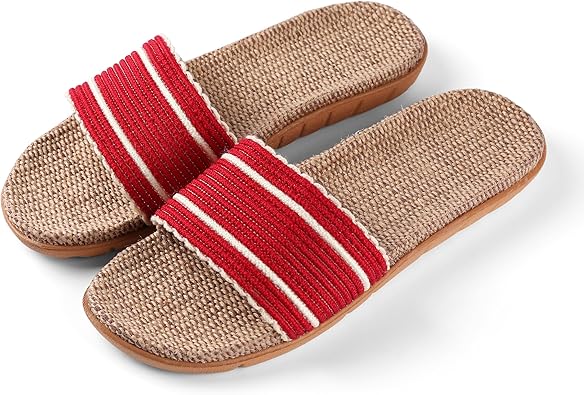 straw slide sandals