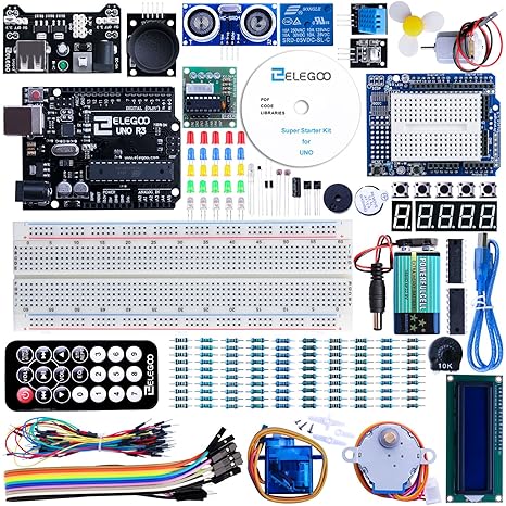 Elegoo UNO Projekt Starter Kit Einsteigerset mit Tutorial, UNO R3, 5V-Relais, Stromversorgungsmodul, Servomotor, Erweiterungs