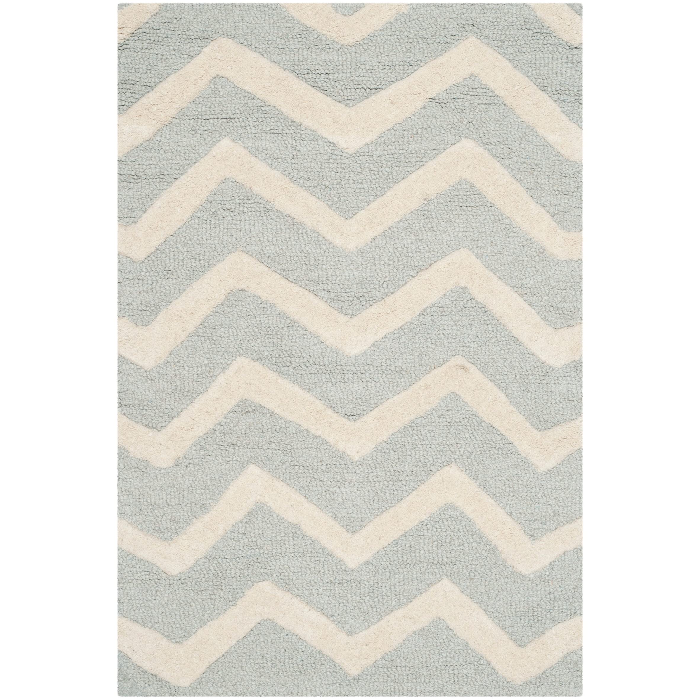 Safavieh Contemporary Indoor Hand Tufted Accent Area Rug, Cambridge Collection, CAM714, in Grey / Ivory, 61 X 91 cm for Living Room, Bedroom or Any Indoor Space