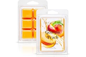 THE CANDLE DADDY Georgia Peach - Southern Peach Fruit Scented Melt- Maximum Scent Wax Cubes/Melts- 1 Pack -2 Ounces- 6 Cubes, Gift for Women, Men, BFF, Friend, Wife, Mom, Birthday, Sister, Daughter, Anniversary
