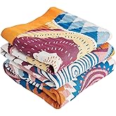 Movanne Boho Throw Blanket for Bed-100% Cotton Soft Breathable Farmhouse Decor Boho Quilt for Sofa (Colorful Sun, 60"x80")