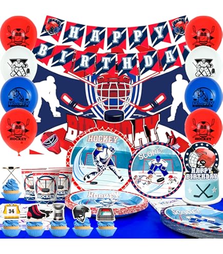 Lot De 102 Décorations De Hockey Sur Glace - Accessoires De Fête D'anniversaire Avec Tasses, Assiettes Et Serviettes Pour Enfants Fans D'événements Lot De 102 Décorations De Hockey Sur Glace - Accessoires De Fête D'anniversaire Avec Tasses, Assiettes Et Serviettes Pour Enfants Fans D'événements
