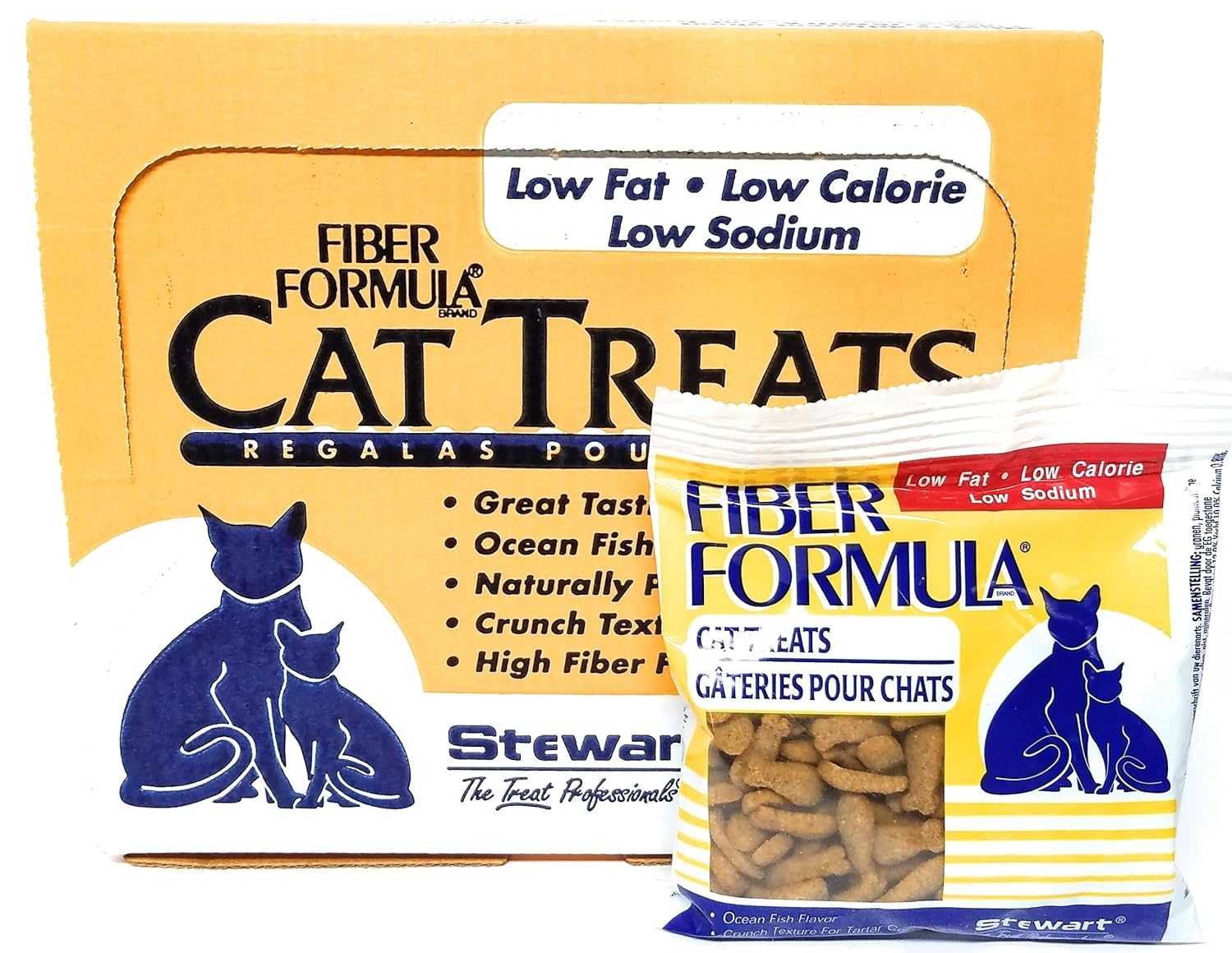 Stewart Fiber Formula Cat Treats 2.1 oz Case of 12 Pouches Pet Supplements