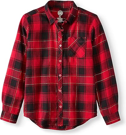 Girls Long Sleeve Button Down Plaid 