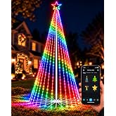 Aoycocr 12FT Smart Outdoor Christmas Tree Lights, RGB Cone Tree for Yard | 760 LEDs, App Control, Color Changing Light Show, IP65 Waterproof, Music Sync, Timer, Dimmable, Metal Star, Lawn Porch Decor