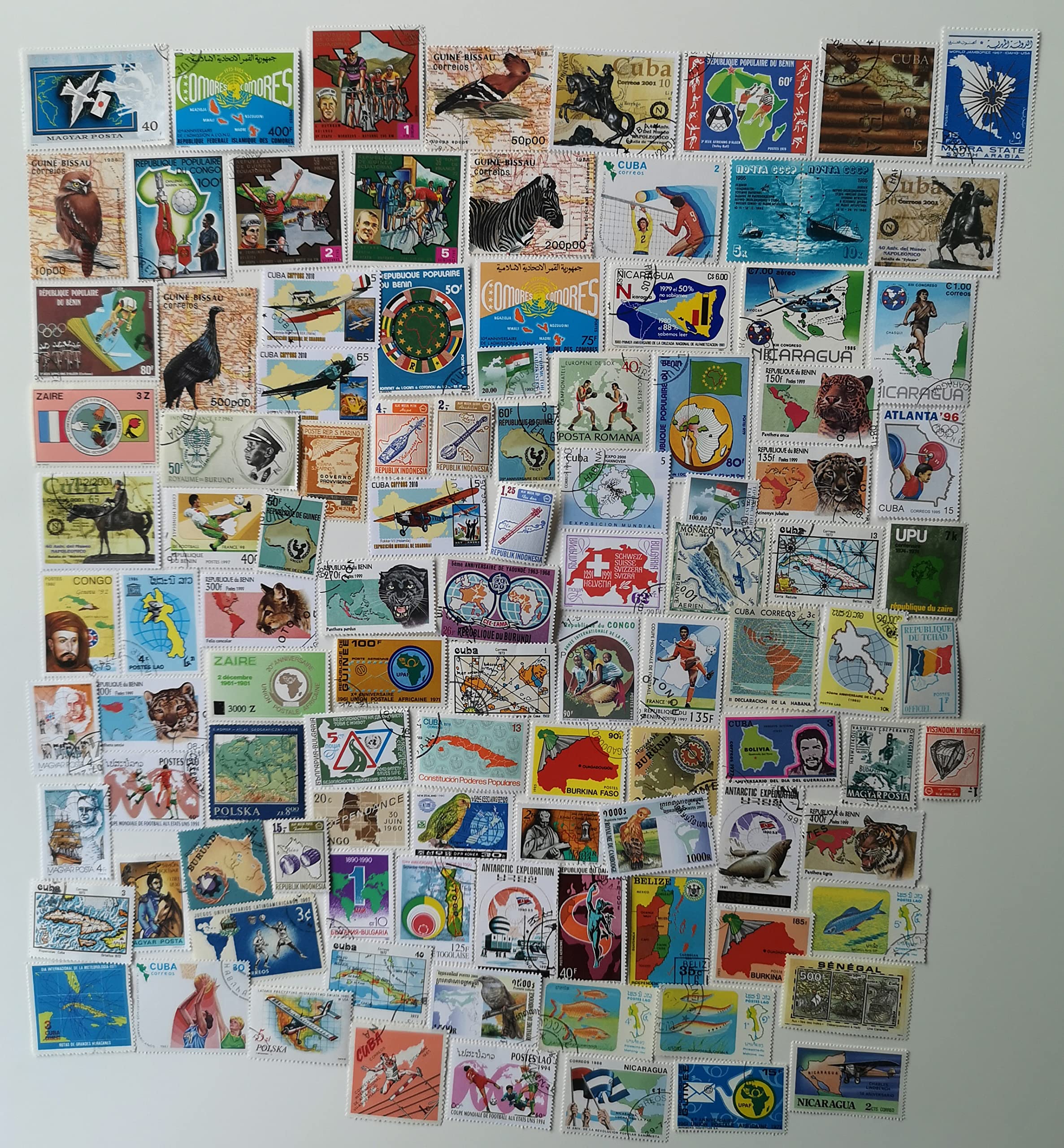 100 Different Maps on Stamps Collection (Used Postage Stamps for Collectors)