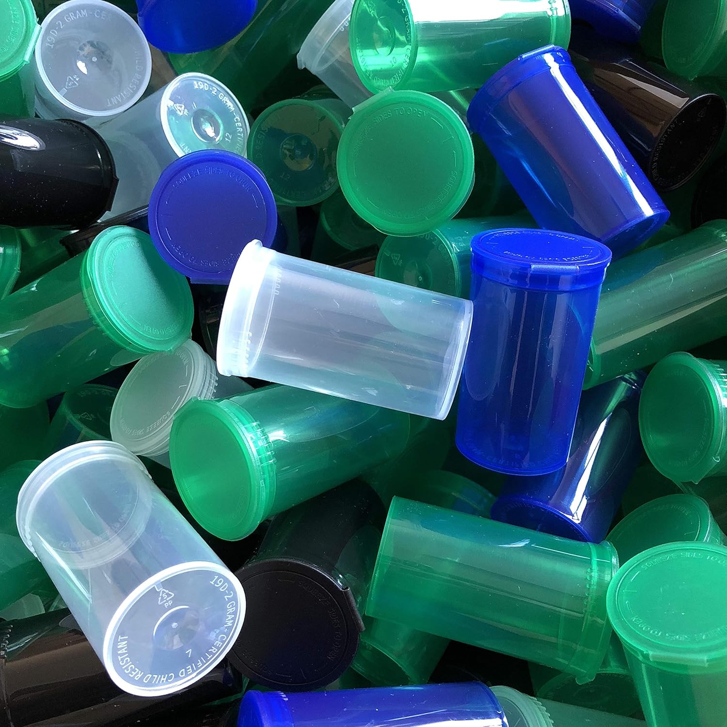 BIGSMOKESUPPLIES (50X) 19DR 19 Dram Pop Top Containers Bottle Vials - Holds 3.5 Gram - RX INC (Squeeze Pot Tub, Poptops, Pop Tops)