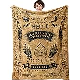 Ouija Board Blanket Gothic Witch Gift for Women Men Sun Moon Skull Horror Spooky Gifts for Halloween Decor Throw Blankets (Brown, 50"x40")