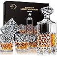 LIGHTEN LIFE Whiskey Decanter Set,Italian Style Decanter Set with 4 Glasses in Gift Box,Crystal Bourbon Decanter Set for Scotch,Liquor,Whiskey Decanter Set for Men and Women