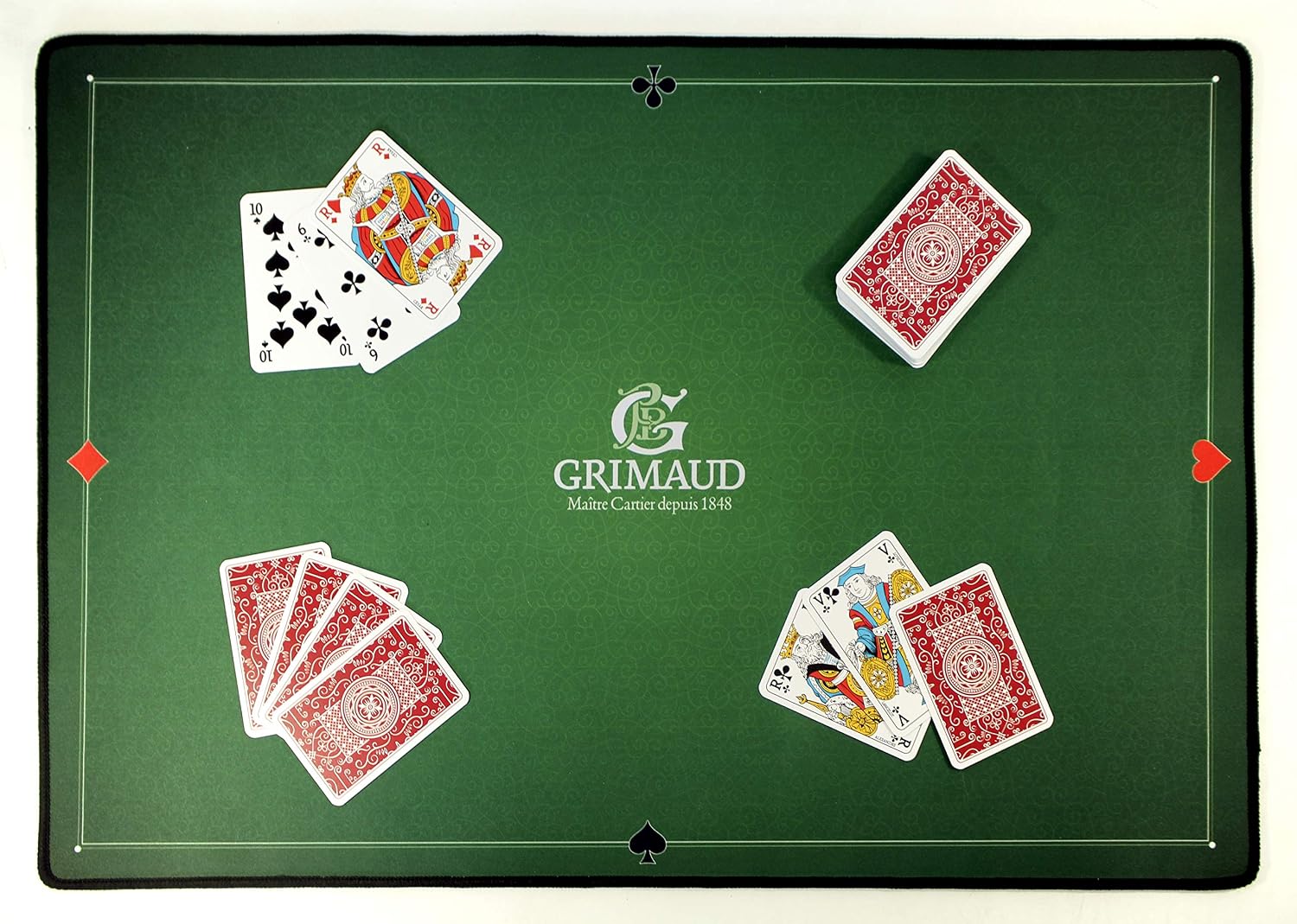 Grimaud Neoprene Card Mat 40 x 60 cm - Belote/Poker/Tarot/Coinche Play Mat - Non Slip - Perfect Card Slide