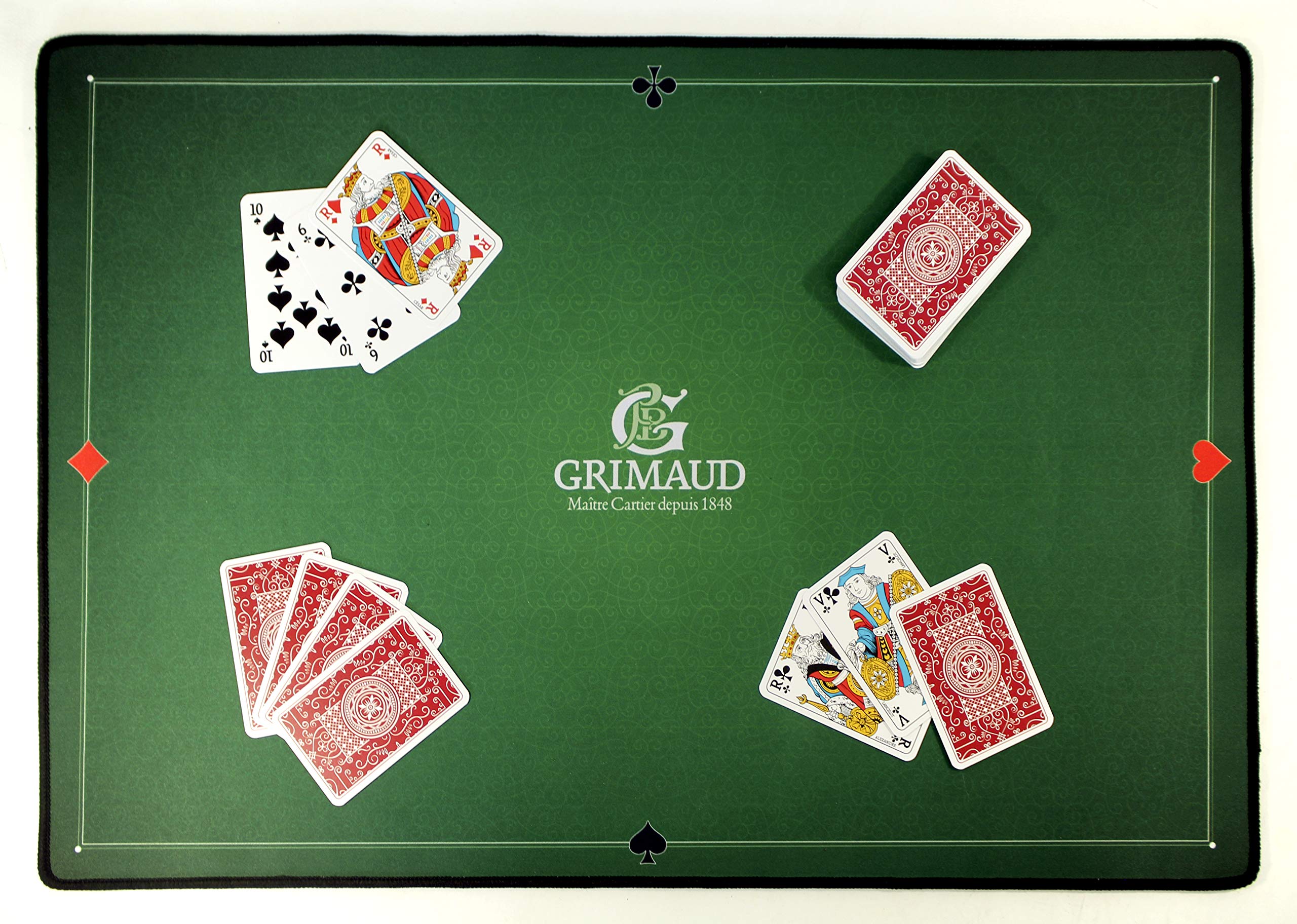 Grimaud Neoprene Card Mat 40 x 60 cm - Belote/Poker/Tarot/Coinche Play Mat - Non Slip - Perfect Card Slide
