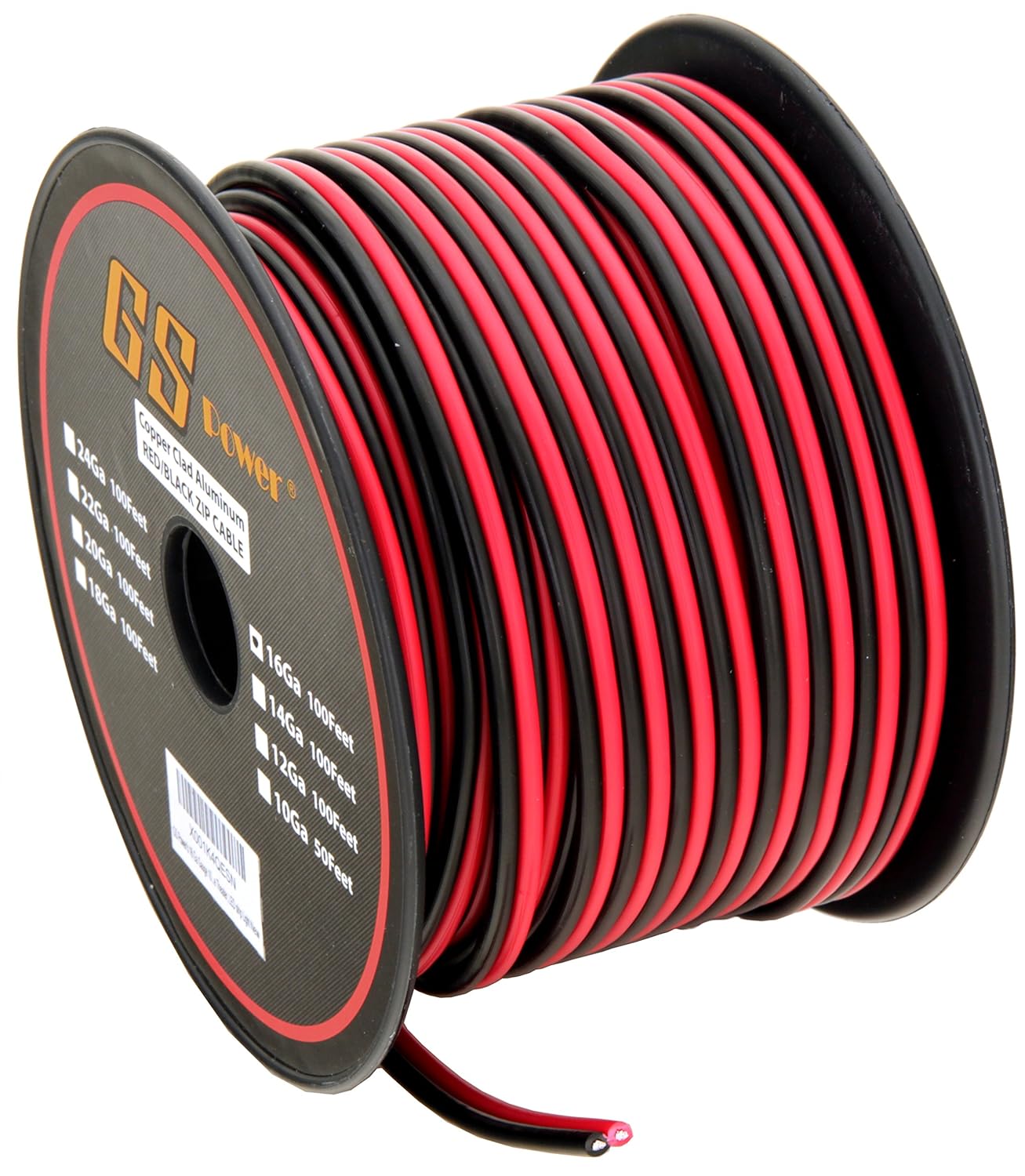 16 Gauge Stranded Copper Clad Aluminum 100’ Red / 100’ Black Bonded Zip Cord Wire for 12 Volt Automotive Harness Car Audio Hookup Amplifier LED Light Wiring: Industrial & Scientific
