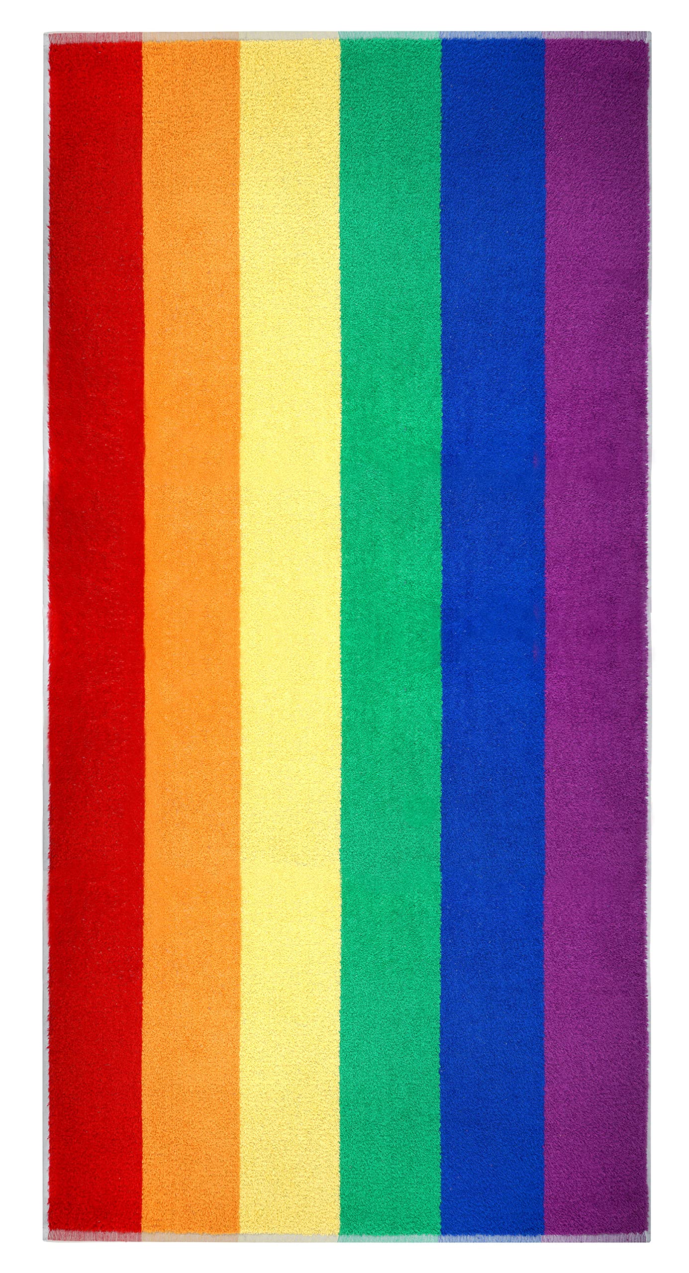 Lashuma Colourful Beach Towel with Rainbow Stripes, Bath Towel 90 x 180 cm, Large Terry Towelling