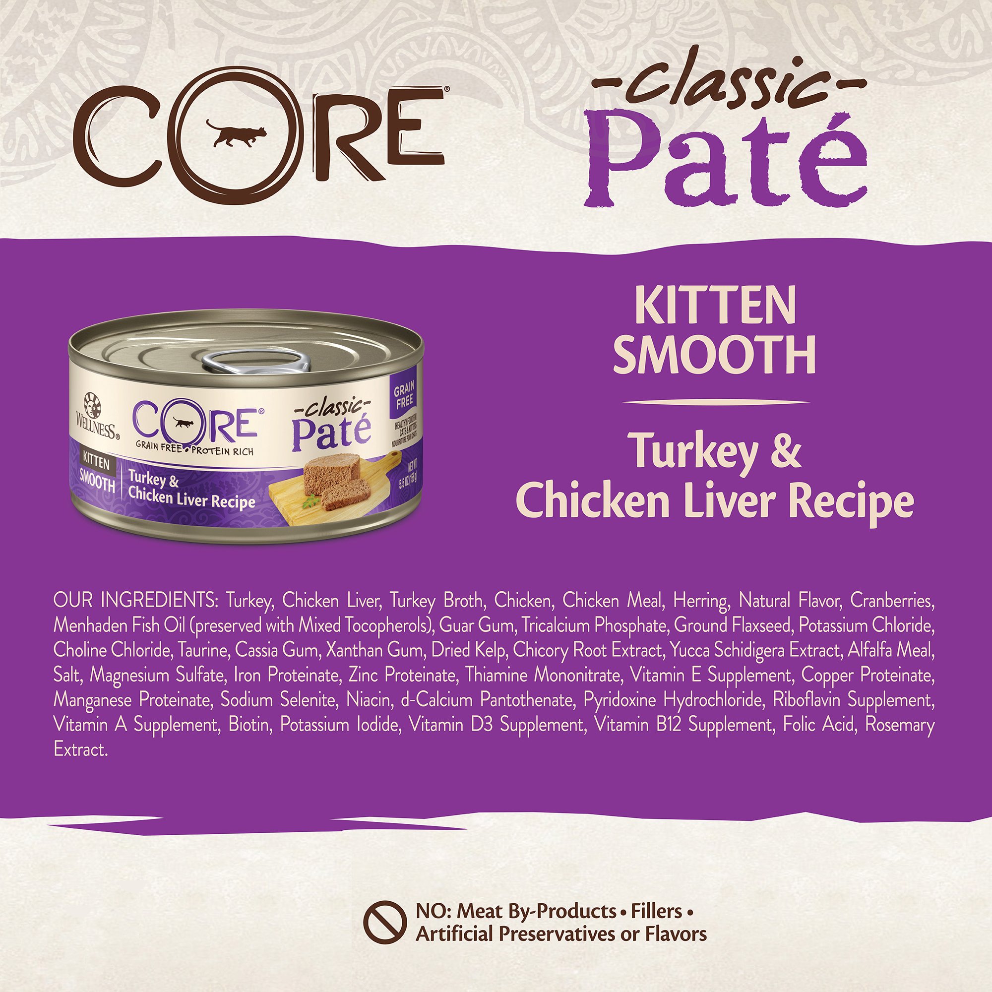 Wellness CORE Natural Grain Free Wet Canned Cat Food, Kitten Turkey