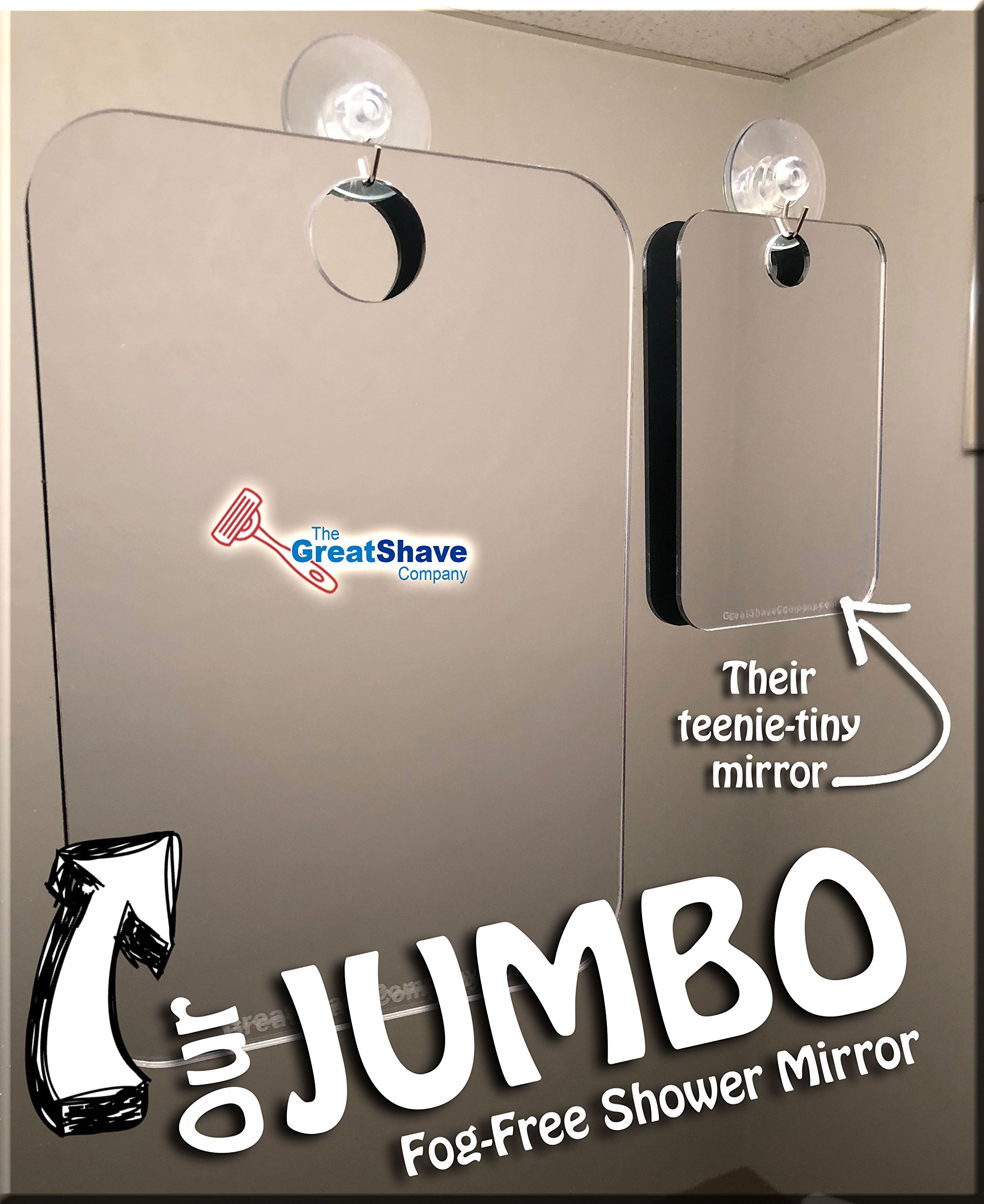 JUMBO Fog Free Shaving Mirror for the Shower. LARGEST MADE! by The