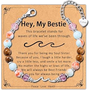Wave Bracelets for Women, Inspirational Gifts Friend Sister Mom Daughter | 6mm Natural Stone Wave Bracelet — Meaningful Empow