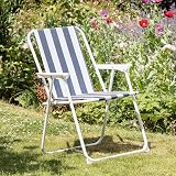 Harbour Housewares Folding Beach Deck Chair Blue Stripe view 5