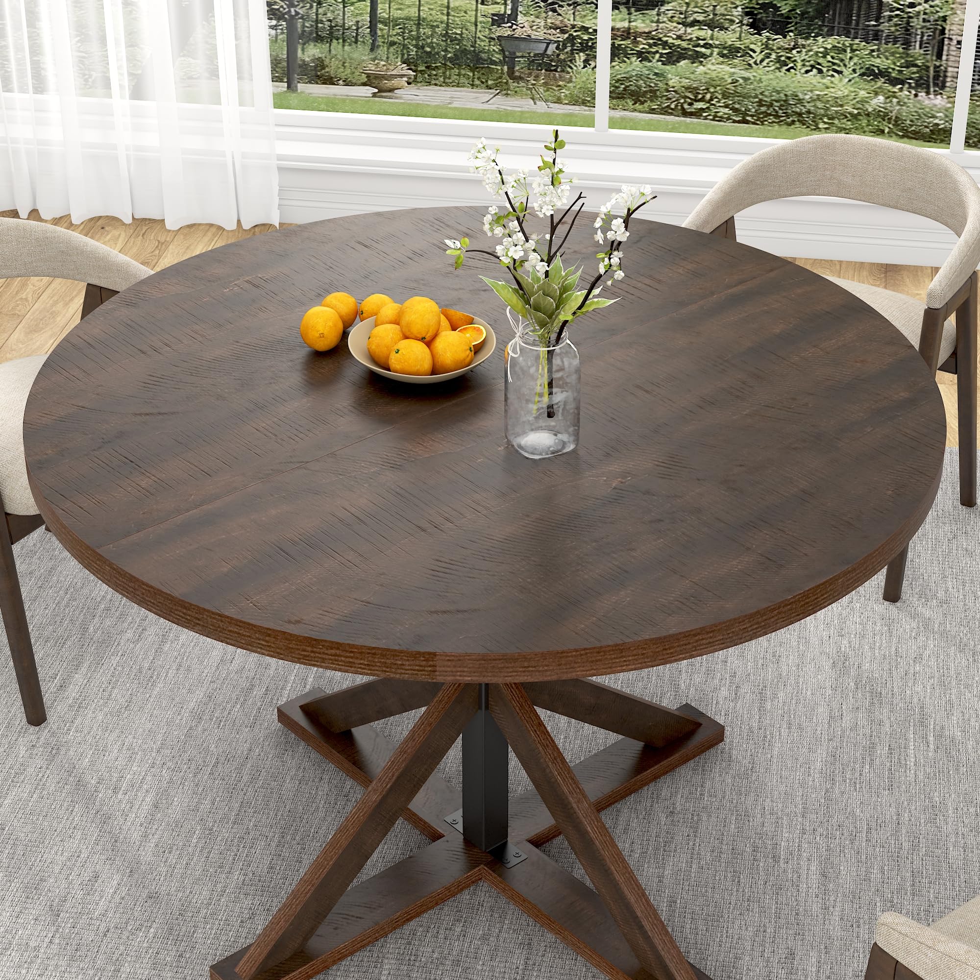 Round Wood Dining Table for Kitchen,Dining