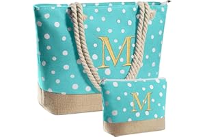 YOOLIFE Christmas Gifts for women - Personalized Birthday Gifts for Mom Friend, Travel Gifts Beach Tote Bag & Makeup Bag