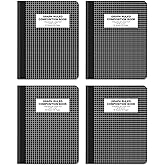 Better Office Products Quad Ruled Composition Book Notebook, 4 Pack, Hardcover 4x4 Graph Ruled Paper, 80 Sheets, 9.75" x 7.5", Black Cover, 4 Pack