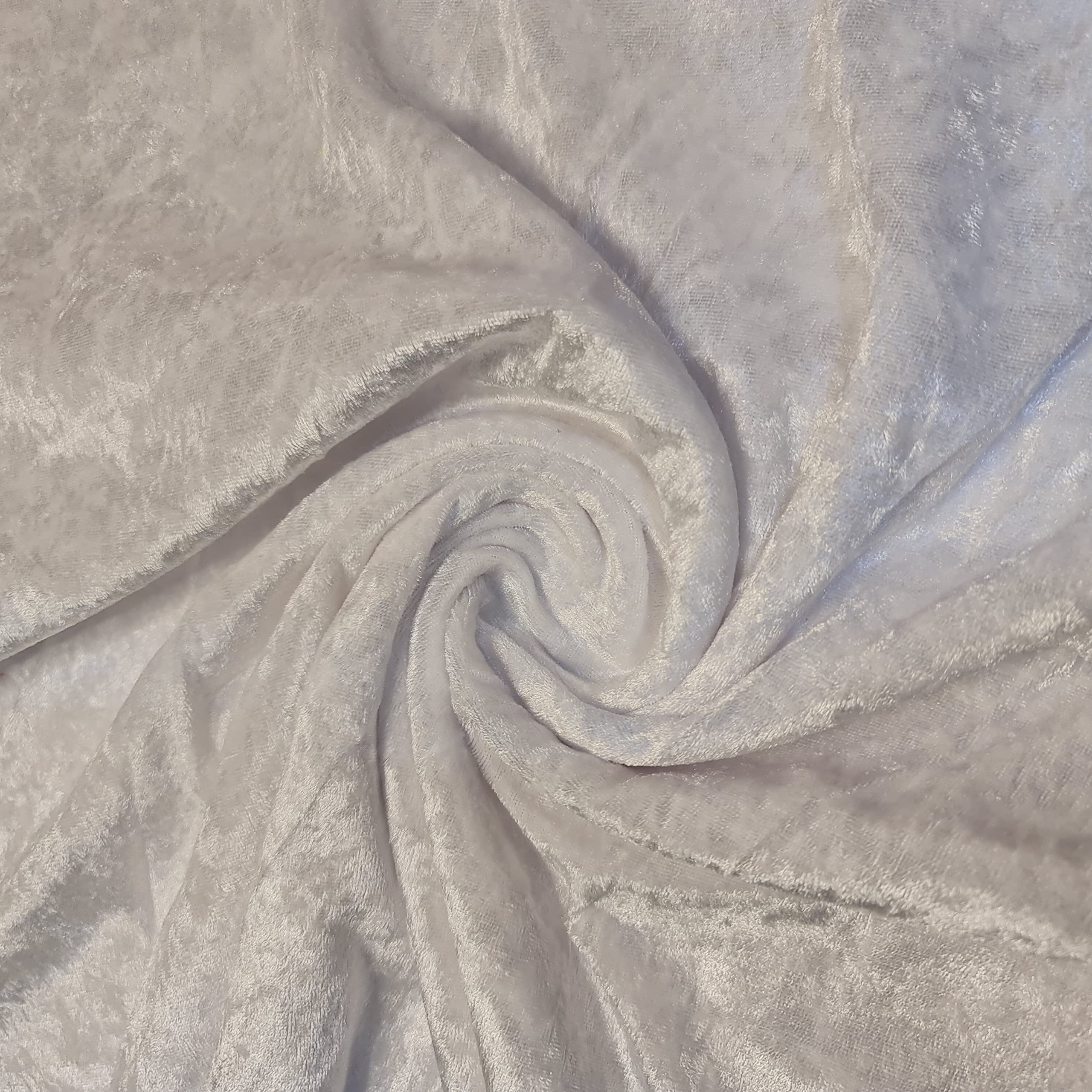 Premium Crushed Velvet Fabric Craft Stretch Velour Material 150cm Extra Wide -EP (White, 3 Meter)