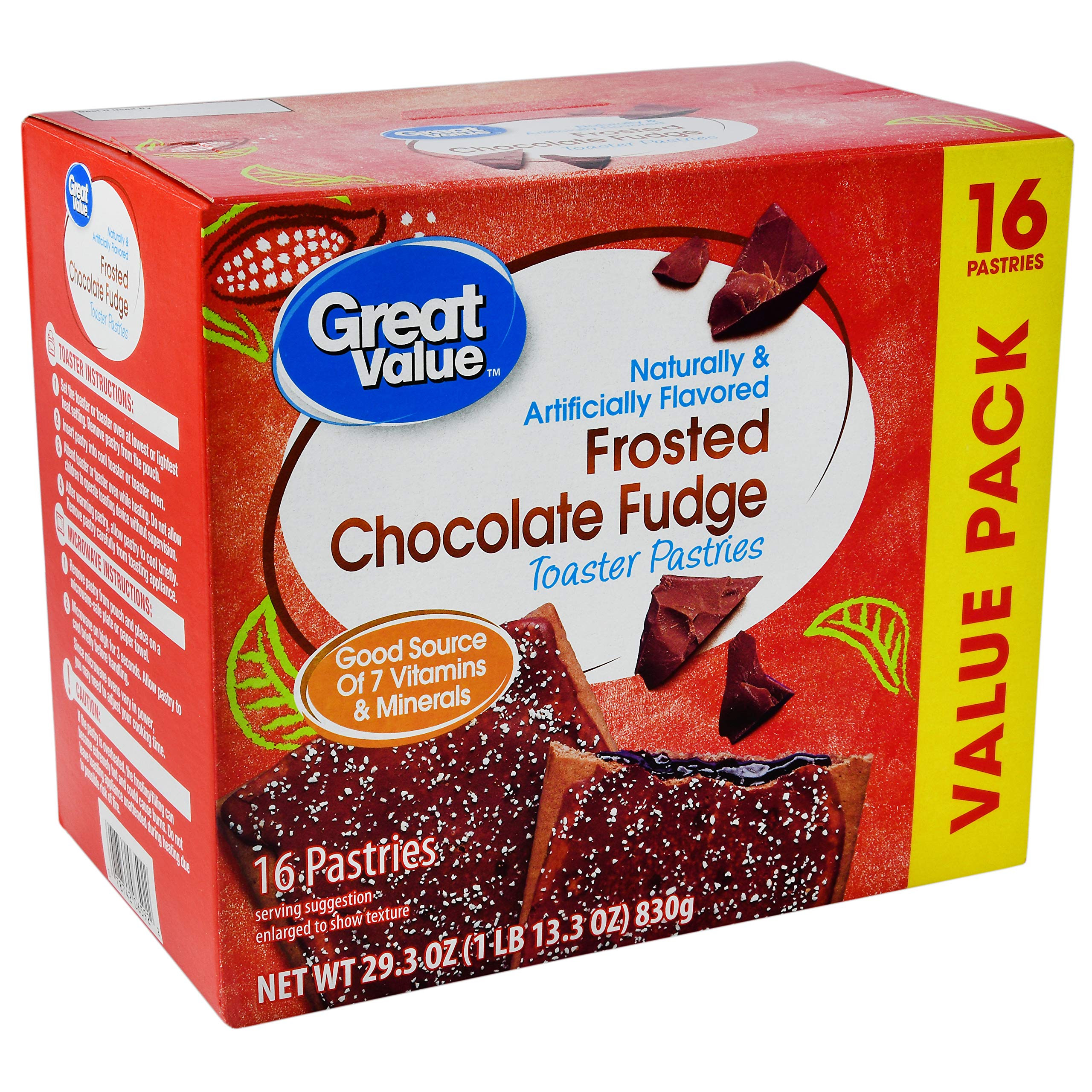 (12 Pack) Great Value Frosted Toaster Pastries, Chocolate Fudge, 29.3