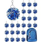 Remuuly Cheer Pom Pom Keychain Cheerleader Gifts Cheerleading Keyring Charm Foil with Keychain Hooks for Women Accessories