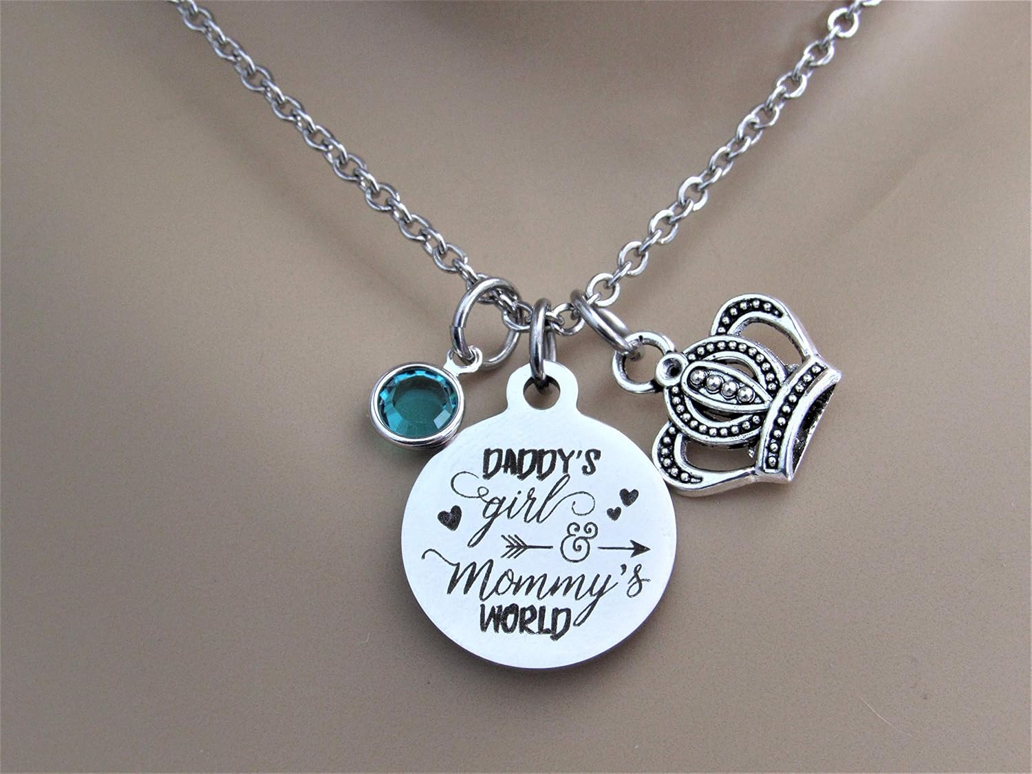Daddy's Girl Mommy's World Necklace With Princess Crown