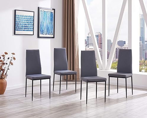 IDS Home Dining Room High Back Chair Set of 6, Upholstered Cushions