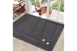 BEQHAUSE Dog Door Mat for Muddy Paws 32"x48" Dirt Trapper Absorbent Doormat Non Slip Entryway Rugs Washable Stain Resistant Welcome Floor Mat Soft Low-Profile for Front Back Door, Dark Grey