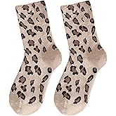 Arukora Women's Leopard Animal Cheetah Print Crew Ankle Cotton Socks Size 5-9