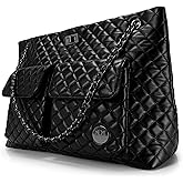 Badgley Mischka Diana Quilted Vegan Leather Tote Weekender Travel Bag