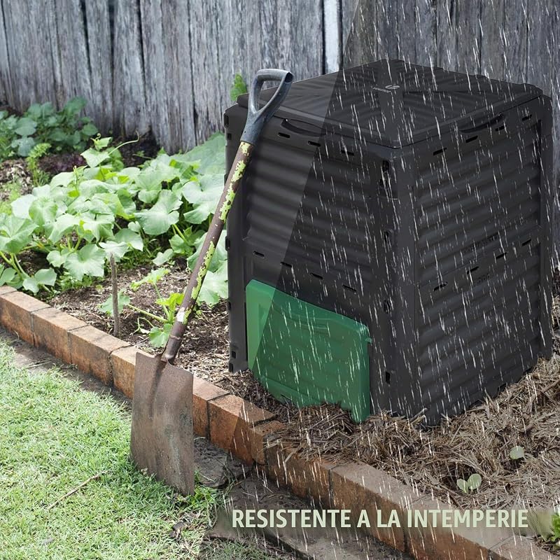 ® Compostador Jardin 300L, Compostera Organica, Negro y Verde