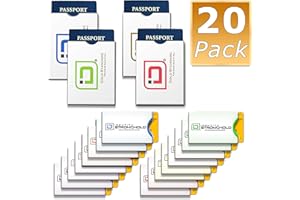 ID STRONGHOLD Identity Stronghold - RFID Blocking Sleeves, Set of 20 (16 Credit Card + 4 Passport) - Passport & Credit Card Protector - Anti RFID Identity Theft Protection
