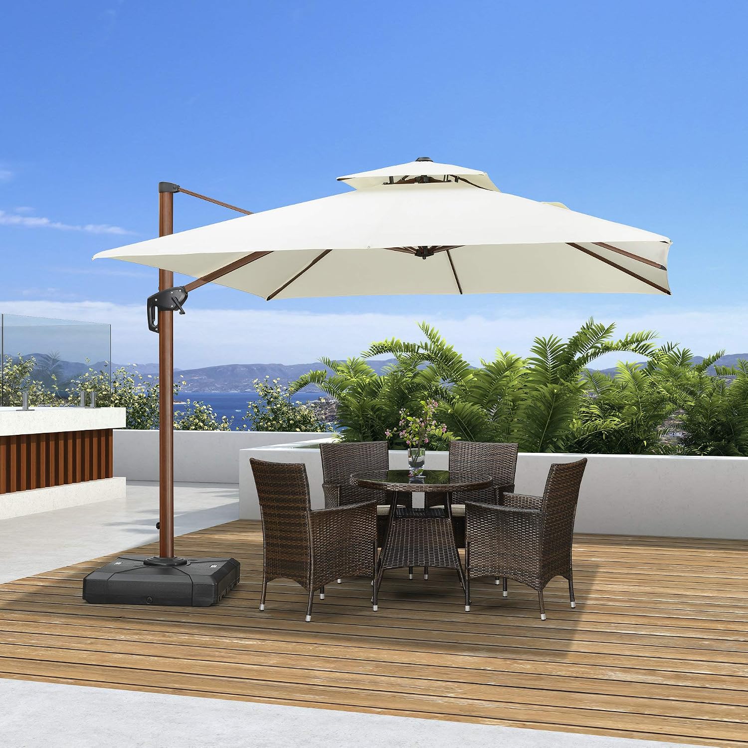 Amazon Com Purple Leaf 10ft Patio Umbrella Outdoor Square Umbrella Large Cantilever Umbrella Windproof Offset Umbrella Heavy Duty Sun Umbrella For Garden Deck Pool Patio Cream Garden Outdoor
