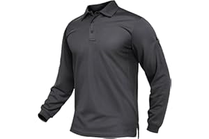 TACVASEN Men's Long Sleeve Polo Shirt Quick Dry Tactical Performance Golf Collared Work Casual Moisture Wicking Shirts