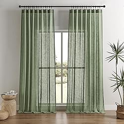 Joydeco Olive Green Linen Curtains for Living Room
