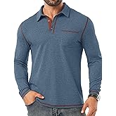 Sailwind Mens Long Sleeve Polo Shirts Cotton Fashion Casual Classic Collared Golf Shirts