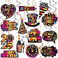 2025 New Year Party Decoration Swirls Streamer 2025 New Years Eve Party Supplies 20pcs Happy New Year Hanging Swirls Decorations for 2025 New Year Home Decor Happy New Year Hanging Decorations