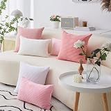 Home Brilliant Corduroy Cushion Covers 20x20 Baby Pink Pack of 2 view 6