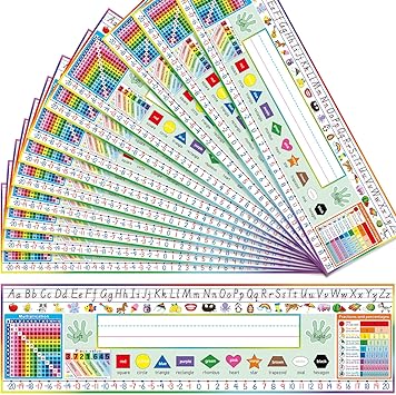 Amazon Com 36 Pieces Classroom Name s Multipurpose Manuscript Name Plates Alphabet Multiplication Left Right Intermediate Contemporary Desk Plate Topper For Kid From Pre Kindergarten To Primary School Office Products