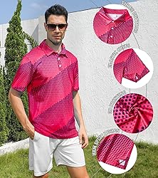 uideazone Mens Golf Shirts Dry Fit 3D Pink Fushcia