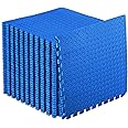 ProsourceFit Puzzle Exercise Mat ½ in, EVA Interlocking Foam Floor Tiles for Home Gym, Mat for Home Workout Equipment, Floor Padding for Kids, Black, 24 in x 24 in x ½ in, 48 Sq Ft - 12 Tiles